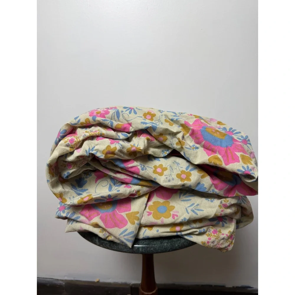 Natural Life Set (2) Twin Floral Fitted Bed Sheets 100% cotton boho maximalist